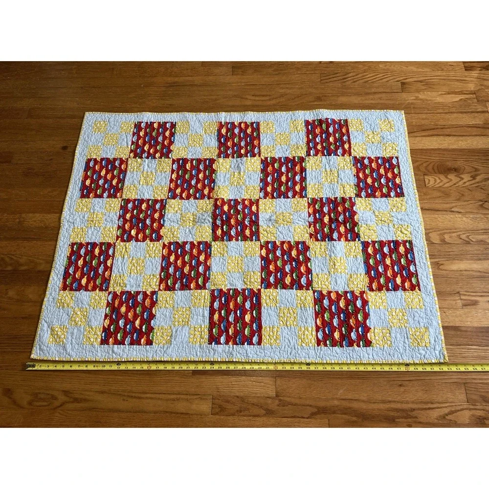Handmade Baby Quilt Cars Transportation Theme Patchwork 39x54 Toddler